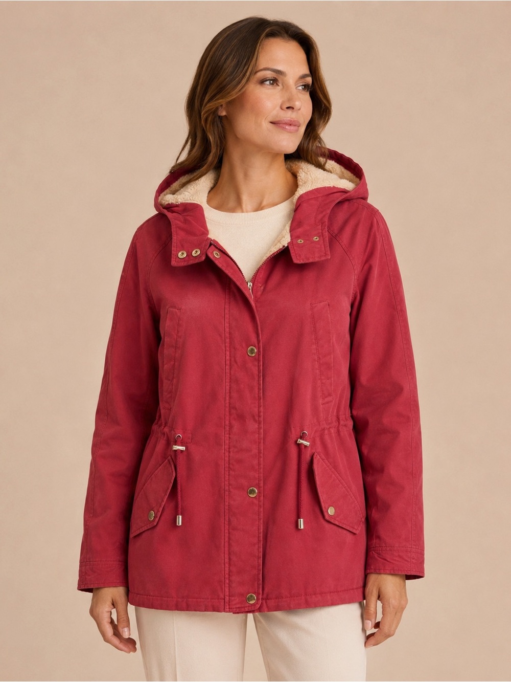 COLLECTION B POMEGRANATE HOODED ANORAK JACKET NWT